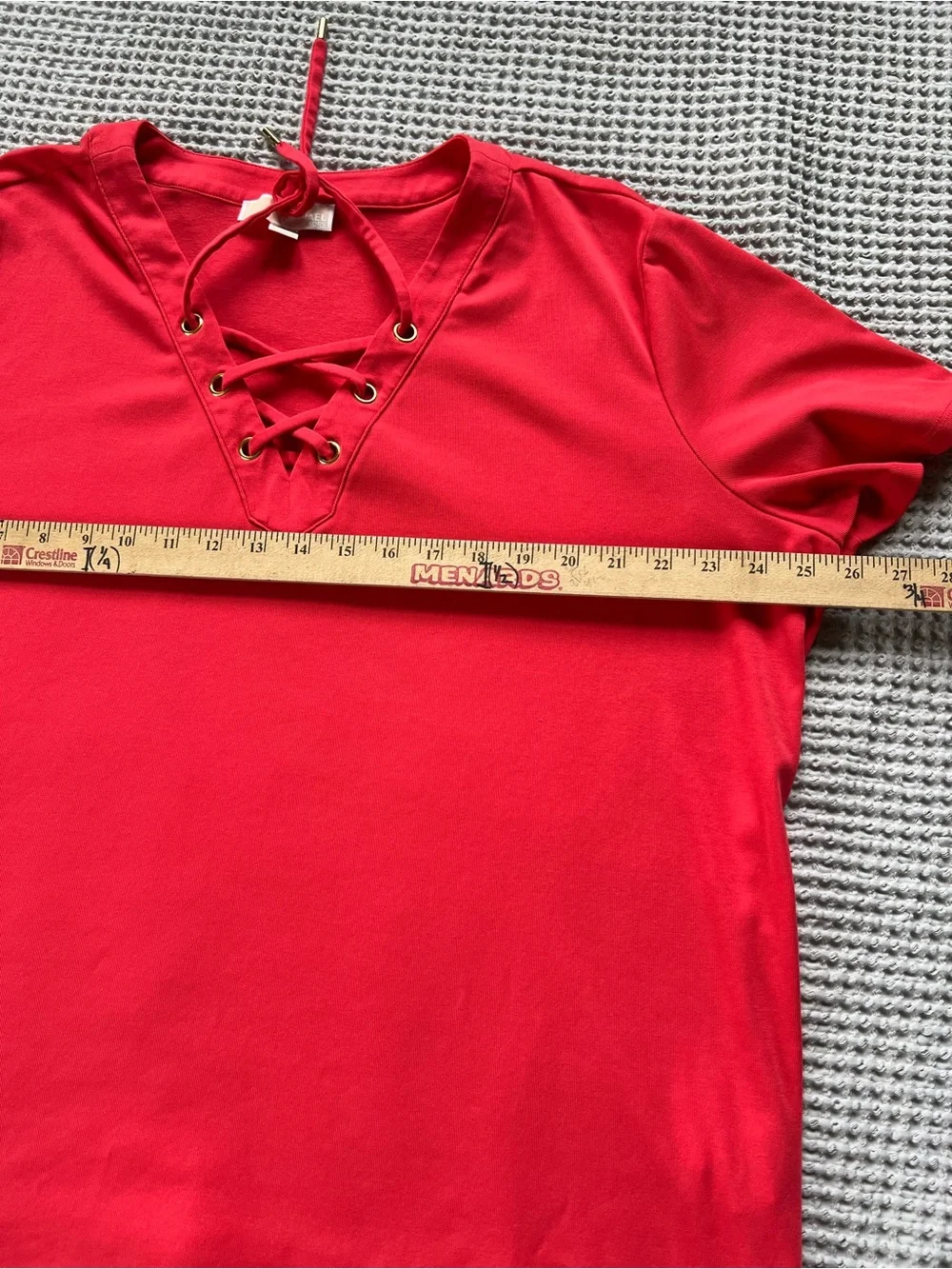 Michael Kors Coral Lace-Up V-Neck Short Sleeve Top